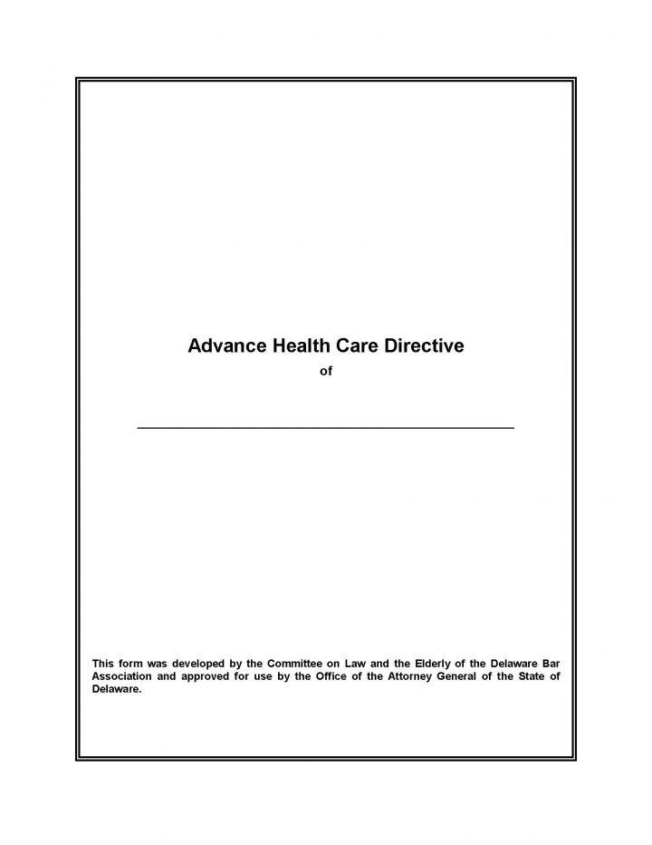 Delaware Advance Health Care Directive(Living Will) Form