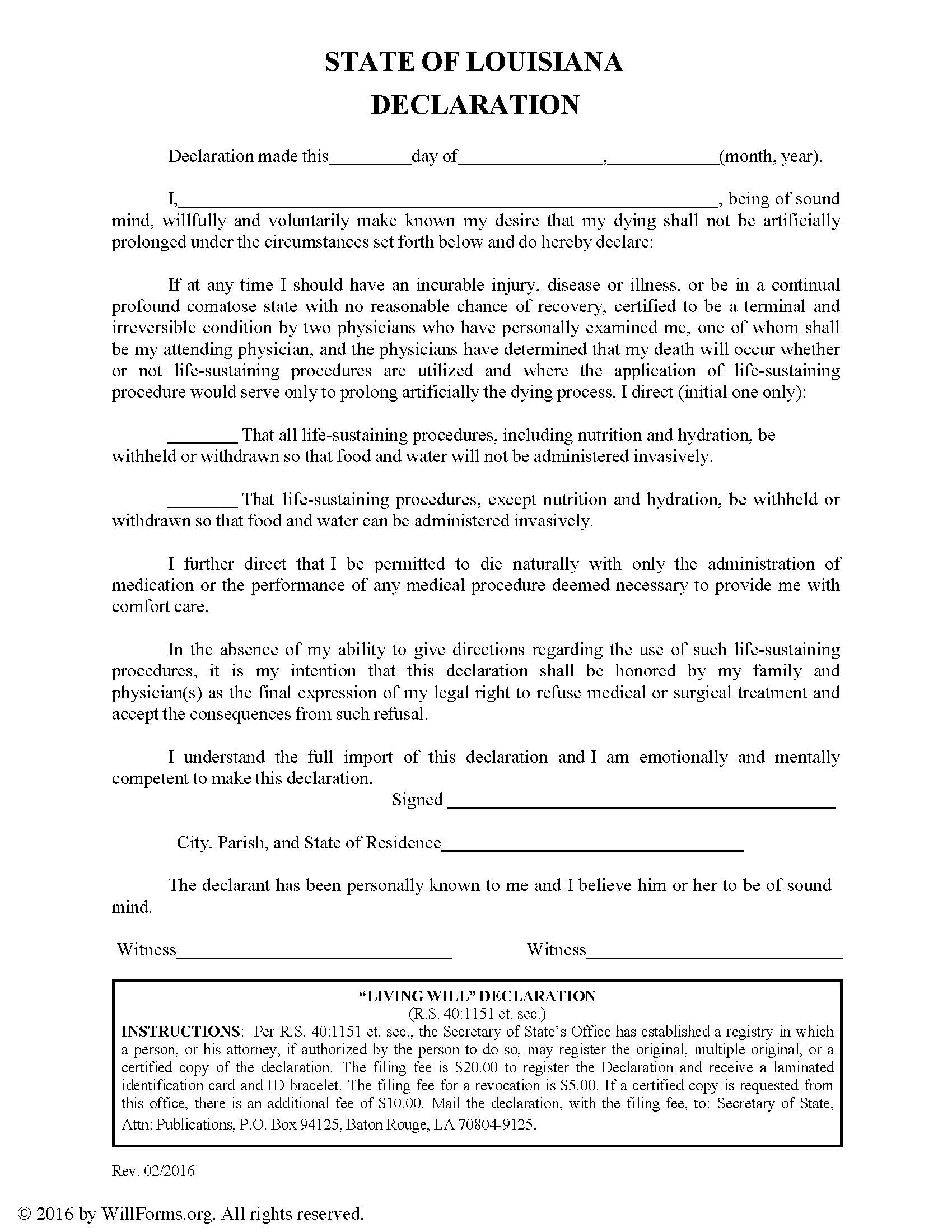 Louisiana Will Forms | Last Will and Testament | Living Will Archives - Will Forms : Will Forms