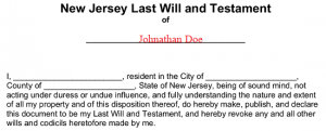 New Jersey Last Will and Testament Form - Will Forms : Will Forms