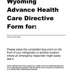 Wyoming Advance Health Care Directive (Living Will) Form